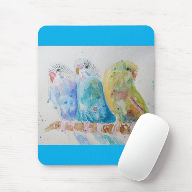 Budgie Aqua Aquamarin Mousepad (Mit Mouse)