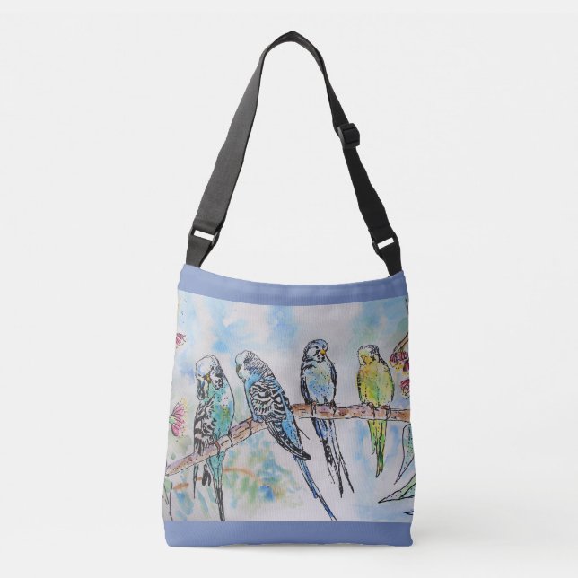 Budgie Bird Crossbody Bag Tragetaschen Mit Langen Trägern (Vorderseite)