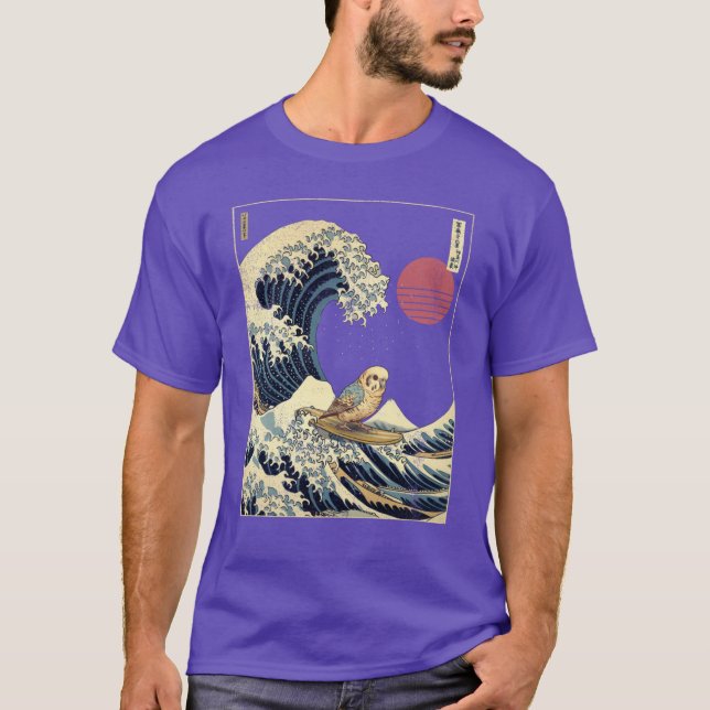Budgie Bird Kanagawa Japanese Surfing Wave friends T-Shirt (Vorderseite)