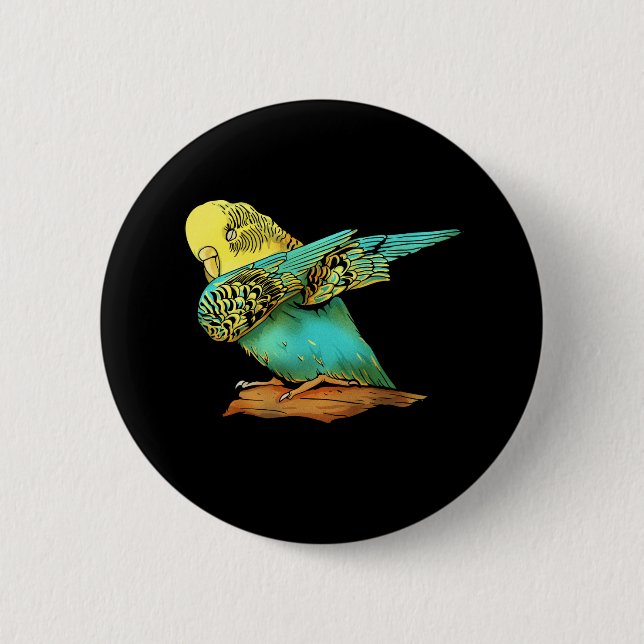 Budgie Budgerigar-Betupfen Button (Vorderseite)