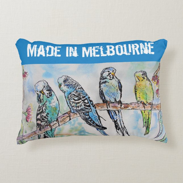 Budgie Budgerigar Bird Made In Melbourne Birds Dekokissen (Vorderseite)