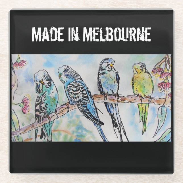Budgie Budgerigar Bird Made In Melbourne Birds Glasuntersetzer (Vorderseite)