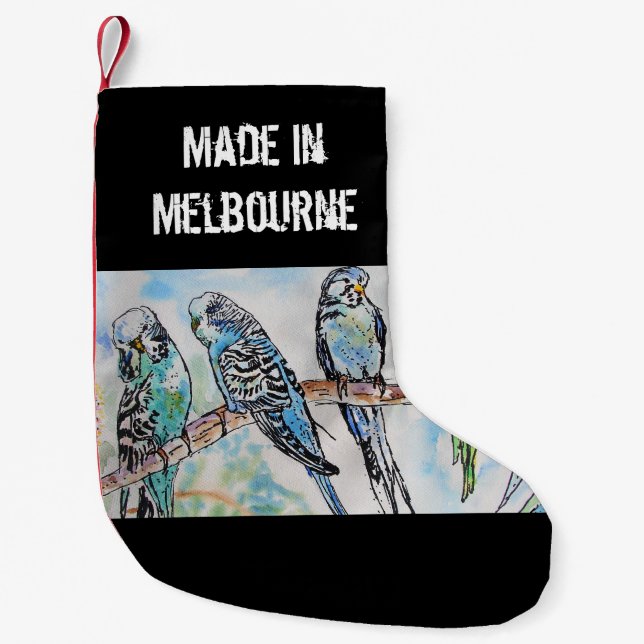 Budgie Budgerigar Bird Made In Melbourne Birds Kleiner Weihnachtsstrumpf (Vorderseite)
