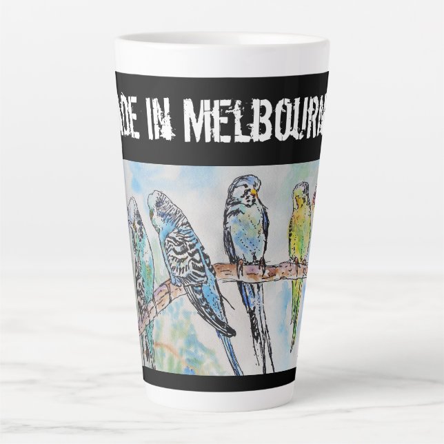 Budgie Budgerigar Bird Made In Melbourne Birds Milchtasse (Vorderseite)