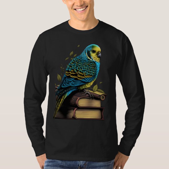 Budgie Budgerigar Book Parakeet Bird Bookworm Read T-Shirt (Vorderseite)
