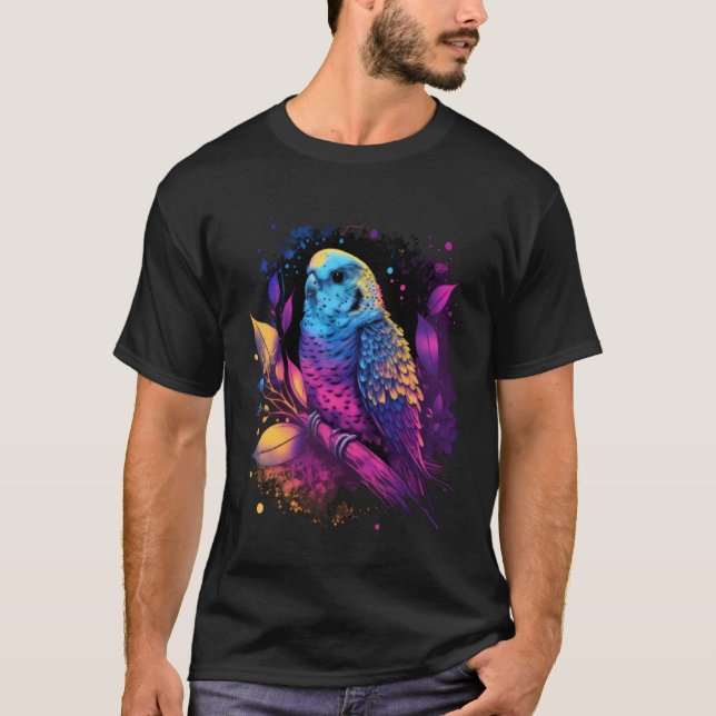 Budgie Budgerigar Parakeet Bird Aesthetic Vaporwav T-Shirt (Vorderseite)