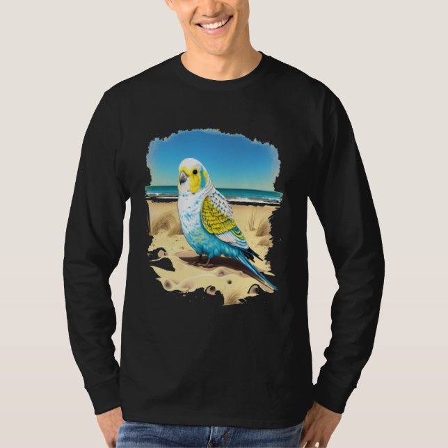 Budgie Budgerigar Parakeet Bird Ocean Beach Summer T-Shirt (Vorderseite)