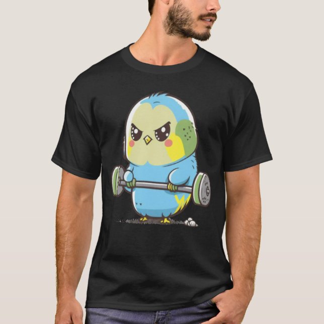 Budgie Budgerigar Parakeet Lifting Bodybuilder Gym T-Shirt (Vorderseite)