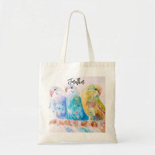 Budgie Budgies Aquarellmalerei Kunst Tote Tragetasche
