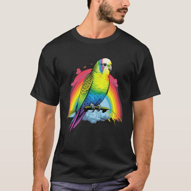 Budgie Budgies Birds Rainbow Budgerigar Parakeet   T-Shirt (Vorderseite)