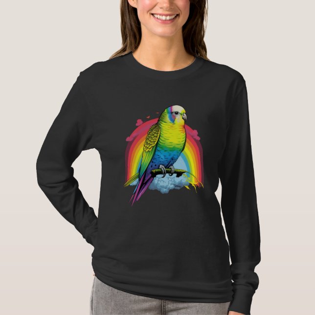 Budgie Budgies Birds Rainbow Budgerigar Parakeet   T-Shirt (Vorderseite)