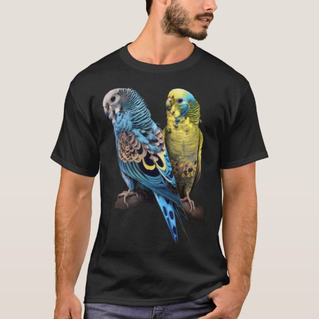 Budgie Budgies Budgerigar Parakeet Birds Birdwatch T-Shirt (Vorderseite)