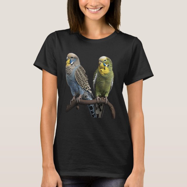 Budgie Budgies Budgerigar Parakeet Birds Birdwatch T-Shirt (Vorderseite)