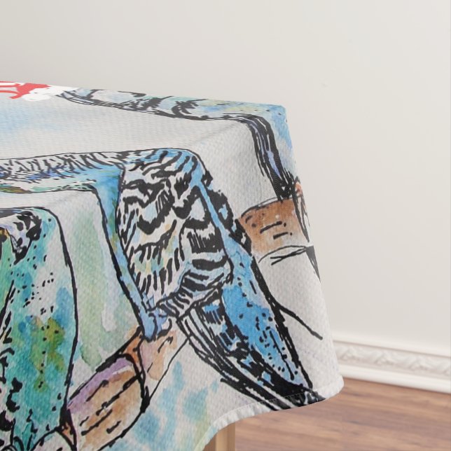 Budgie Budgies Merry Budgiemas Christmas dinner Tischdecke (Beispiel)