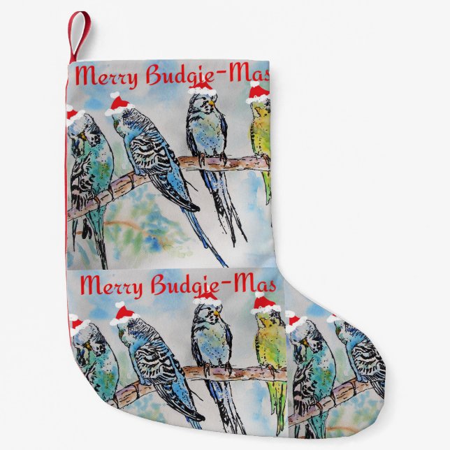 Budgie Budgies Merry Budgiemas Christmas Stocking Kleiner Weihnachtsstrumpf (Vorderseite)