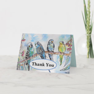 Budgie Budgies Watercolor Painting Bird Card Karte