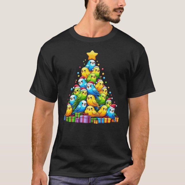 Budgie Christmas Tree Bird Christmas Cosutme Men W T-Shirt (Vorderseite)