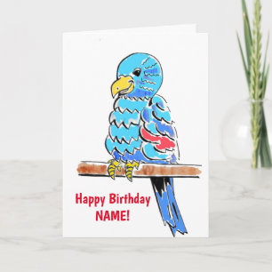 Budgie Colorful Birthday Karte