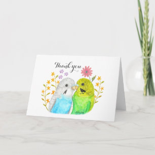 Budgie Couple Wedding Danke Niedliche Liebhaber Karte