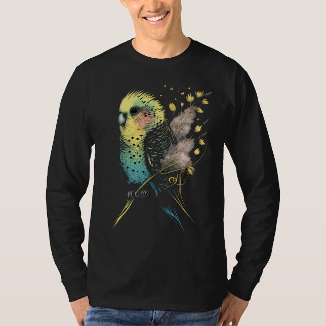 Budgie Dandelion Flower Budgerigar Parakeet Bird   T-Shirt (Vorderseite)