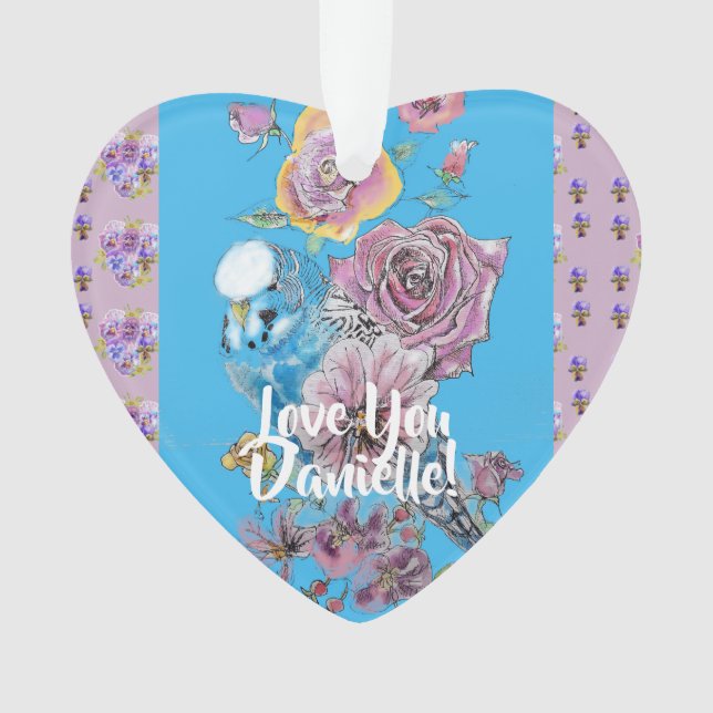 Budgie floral Ladys Girls Weihnachtsdekoration Ornament (Vorderseite)