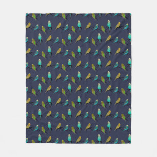 Budgie Frenzy Fleece Blanket (Marine)