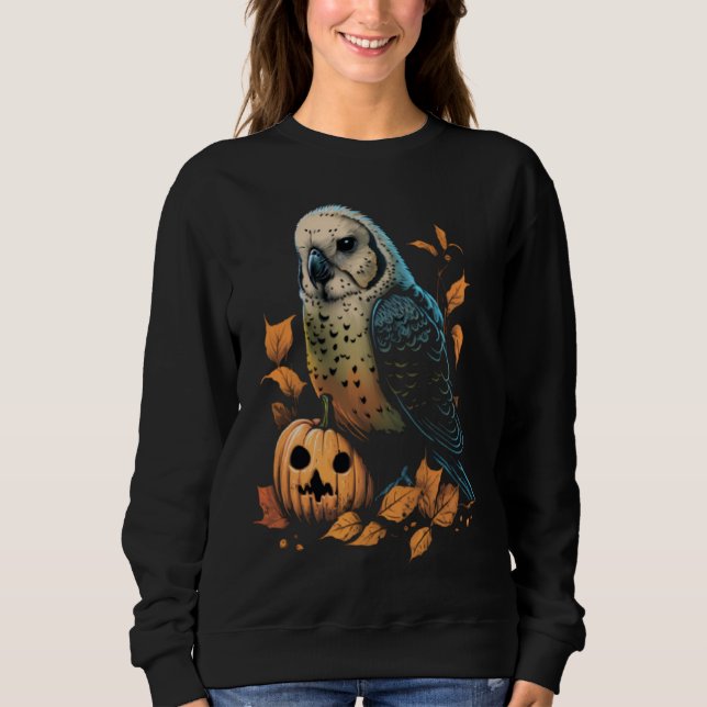 Budgie Halloween Pumpkin Budgerigar Parakeet Bird Sweatshirt (Vorderseite)
