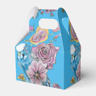Budgie-Hochzeitstorte Favor-Schachtel Blaue Rosen Geschenkschachtel