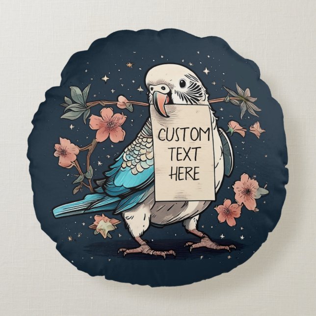 Budgie-Kopfkissen für den individuellen Hinweis Rundes Kissen (Vorderseite)