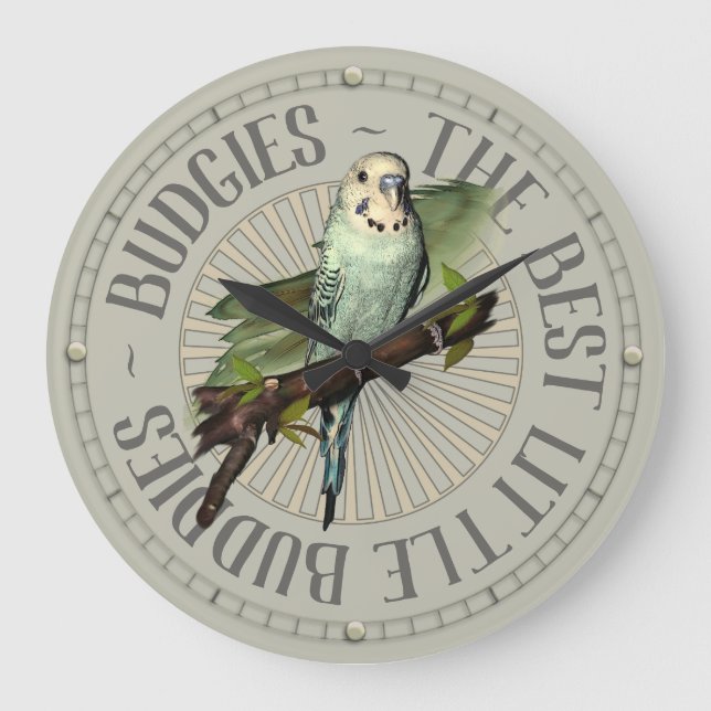 Budgie Liebe Große Wanduhr (Vorderseite)