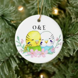 Budgie Lovebird Couple Erste Weihnacht gemeinsam Keramik Ornament
