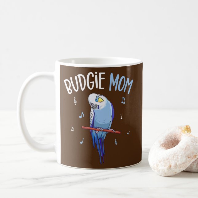 Budgie Mama Parakeet Budgerigar Womens Funny  Kaffeetasse (Mit Donut)