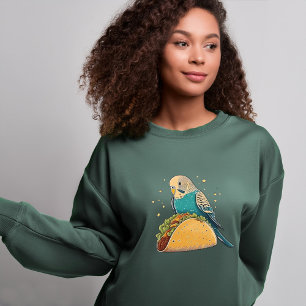Budgie mit Taco   Quirky Bird Lover's Delight Sweatshirt