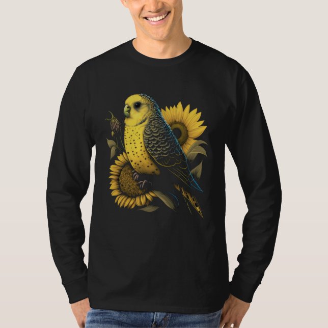 Budgie Mom Budgerigar Sunflower Parakeet Bird Moth T-Shirt (Vorderseite)