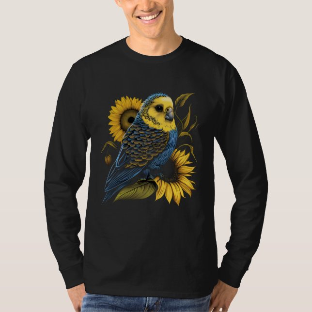 Budgie Mom Budgerigar Sunflower Parakeet Bird Moth T-Shirt (Vorderseite)