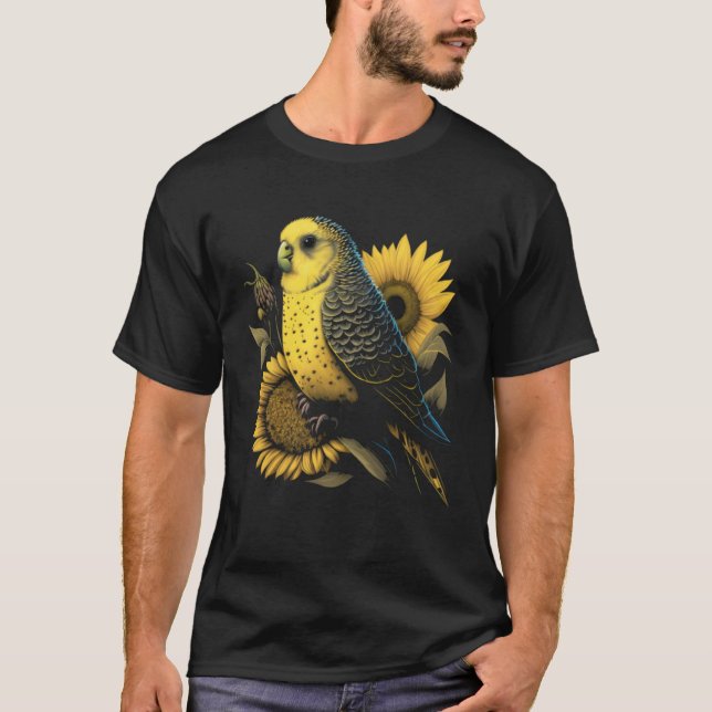 Budgie Mom Budgerigar Sunflower Parakeet Bird Moth T-Shirt (Vorderseite)