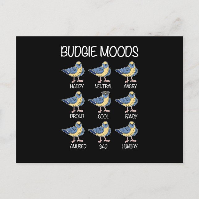 Budgie Moods Budgie Lover Bird Lover Postkarte (Vorderseite)