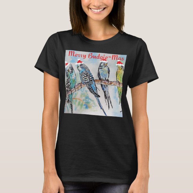Budgie Parakeet Budgerigar Womens Funny Christmas T-Shirt (Vorderseite)