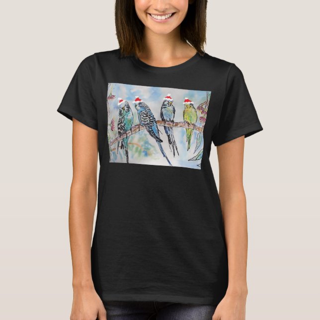 Budgie Parakeet Budgerigar Womens Funny Christmas T-Shirt (Vorderseite)