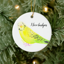 Budgie Parakeet Yellow Green Watercolor Keramik Ornament