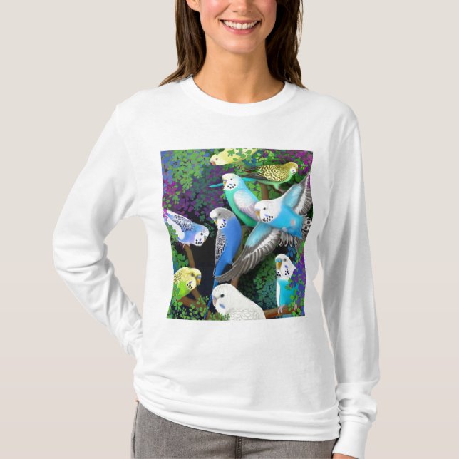 Budgie Parakeets-DamenHoodie T-Shirt (Vorderseite)
