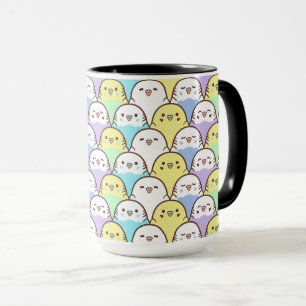 Budgie Parrot Lila Gelbes Cartoon Muster Tasse