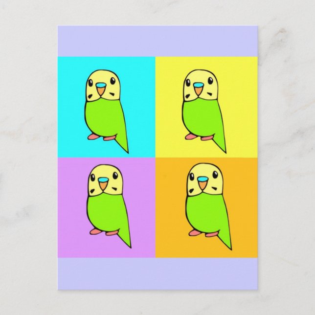 Budgie Pop Art Postkarte (Vorderseite)