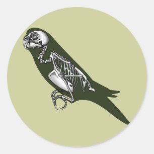 Budgie Skelett Runder Aufkleber