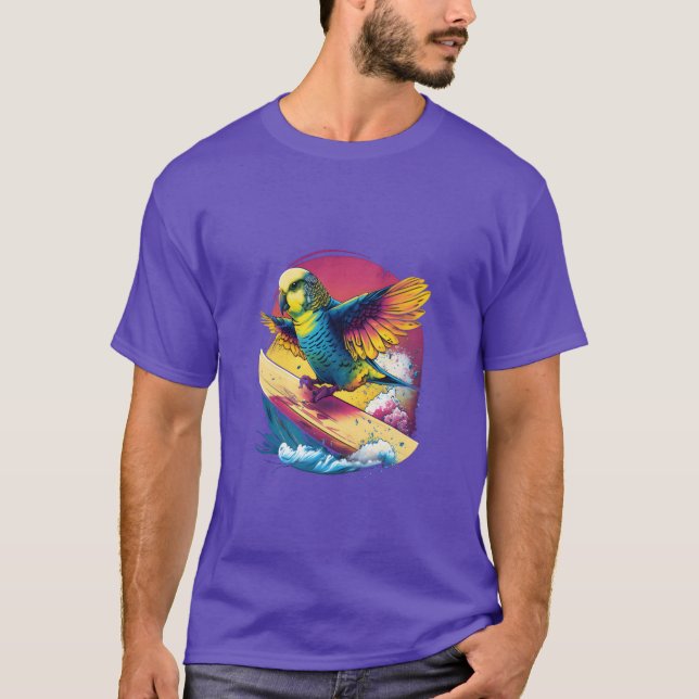 Budgie Surfboard Budgerigar Parakeet Bird Kawaii g T-Shirt (Vorderseite)