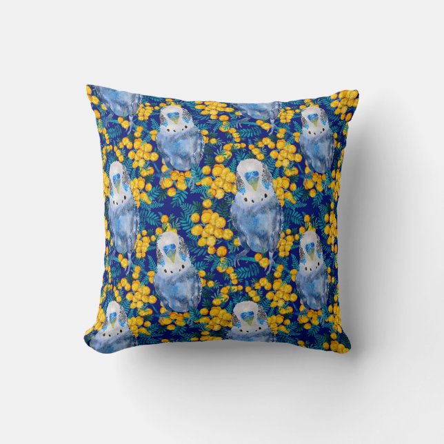 Budgie und Wattle Pattern Kissen (Vorderseite)