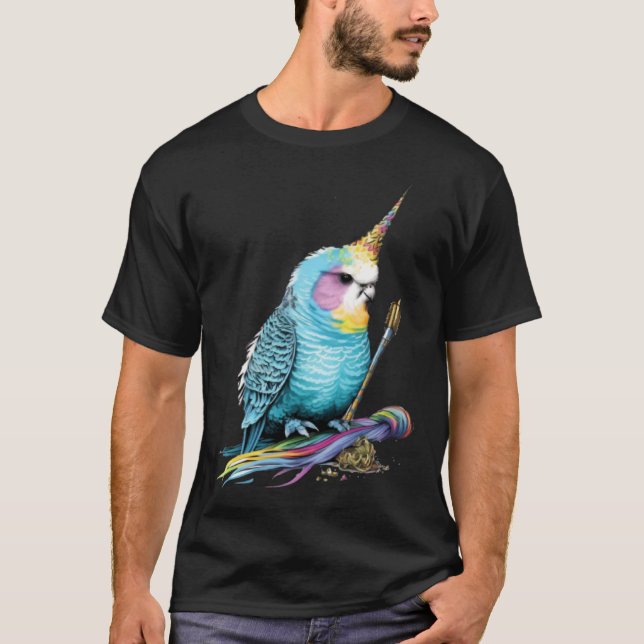 Budgie Unicorn Budgerigar Parakeet Bird T-Shirt (Vorderseite)