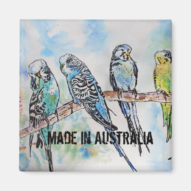 Budgie Watercolor Bird Niedlich aus Australien Magnet (Vorne)
