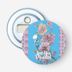Budgie Watercolor Blumenladen Ladys Bottle Opener Flaschenöffner