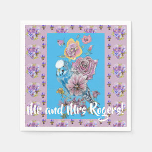 Budgie Watercolor Blumenzettel Napkins Serviette